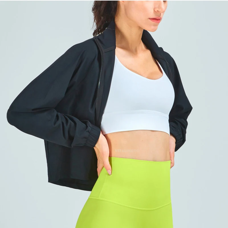 VITALINOVO Women's Athletic Workout Jacket UPF 50+ Long Sleeve Sun Protection Lightweight Shirts Zip Up Cropped Jackets Running