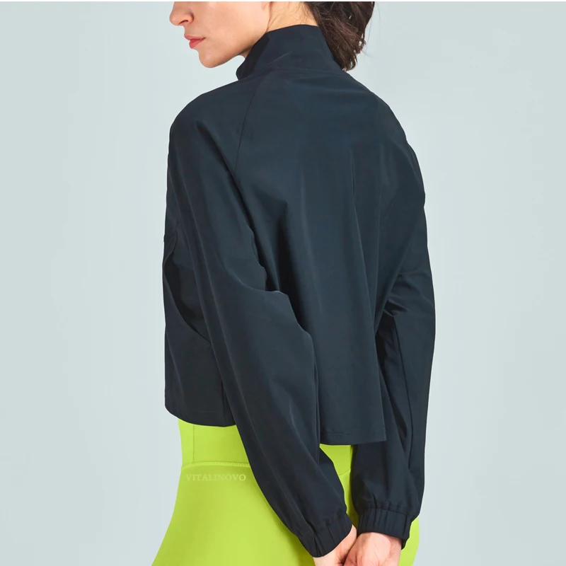 VITALINOVO Women's Athletic Workout Jacket UPF 50+ Long Sleeve Sun Protection Lightweight Shirts Zip Up Cropped Jackets Running