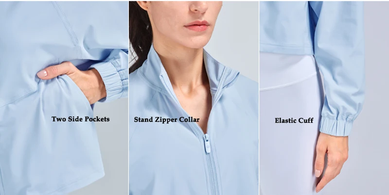 VITALINOVO Women's Athletic Workout Jacket UPF 50+ Long Sleeve Sun Protection Lightweight Shirts Zip Up Cropped Jackets Running