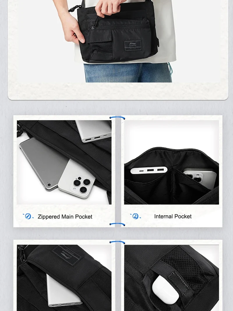Li-Ning Unisex Sports Style Messenger Bag 295*200*30mm Fashionable LiNing Men Women Sports Leisure Bags ABDV291