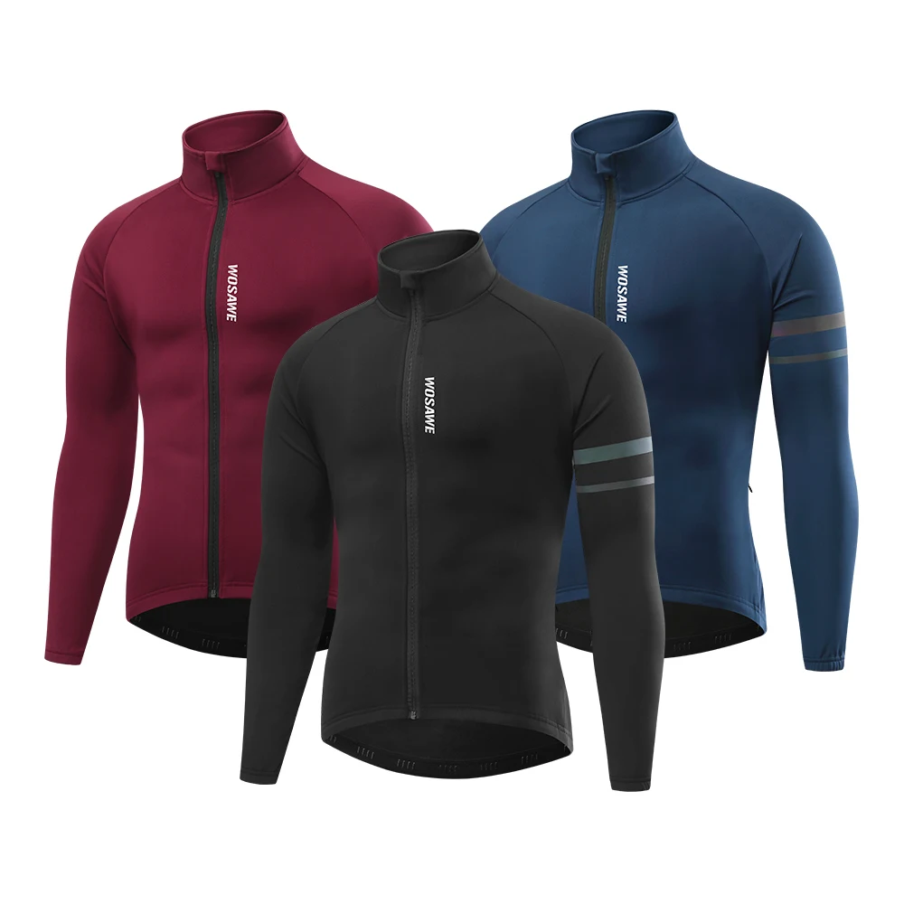 WOSAWE Cycling Jacket Winter Thermal Fleece Coat Men Women Warm Bike Jacket Mtb Cycling Jersey Windproof Bicycle Clothing 0-15℃
