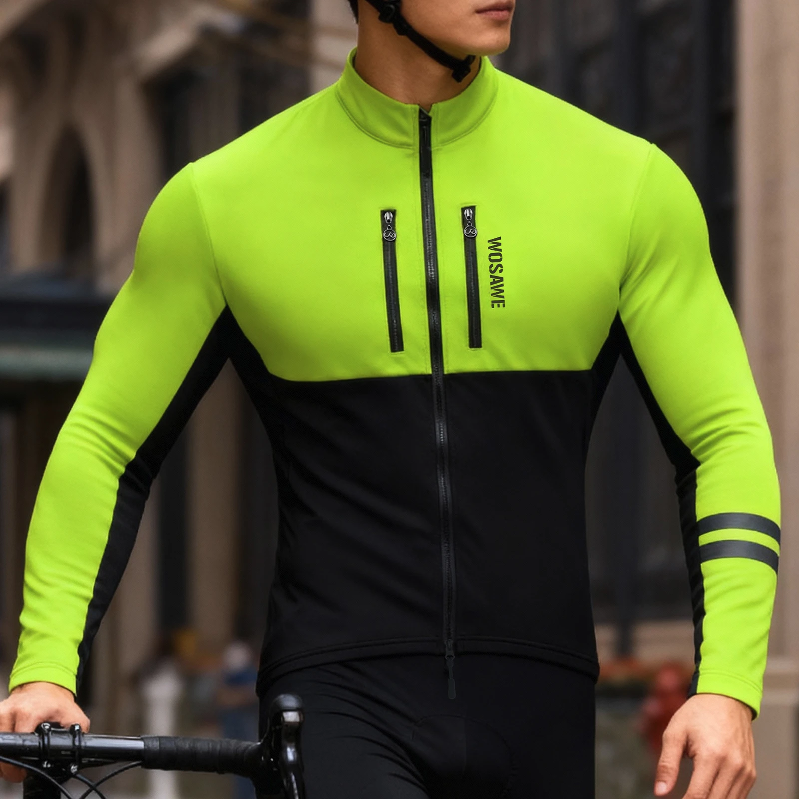 WOSAWE Cycling Jacket Winter Thermal Fleece Coat Men Women Warm Bike Jacket Mtb Cycling Jersey Windproof Bicycle Clothing 0-15℃