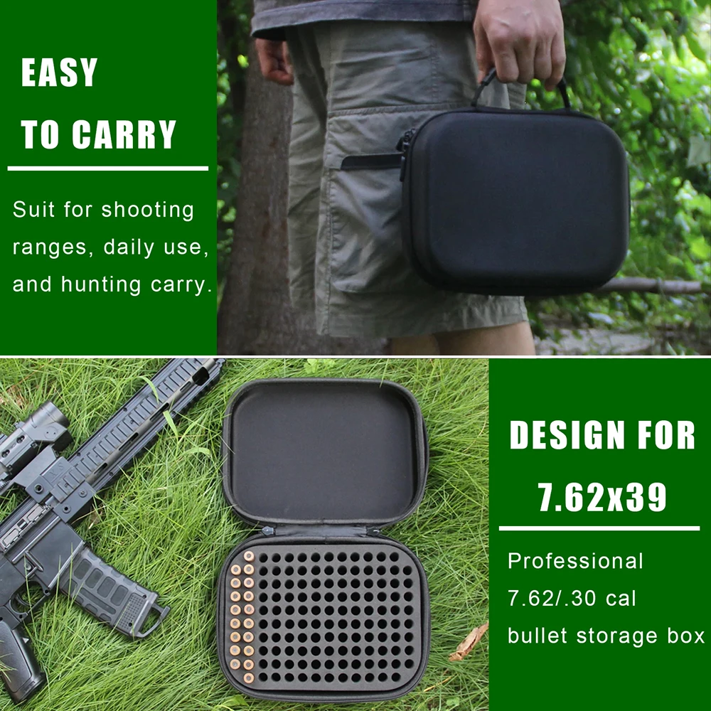 .30/7.62mm Ammunition Organizer 136 Rounds Ammo Storage Box Rifle Cartridge Storage Container Bullet Holder for Hunting Shooting