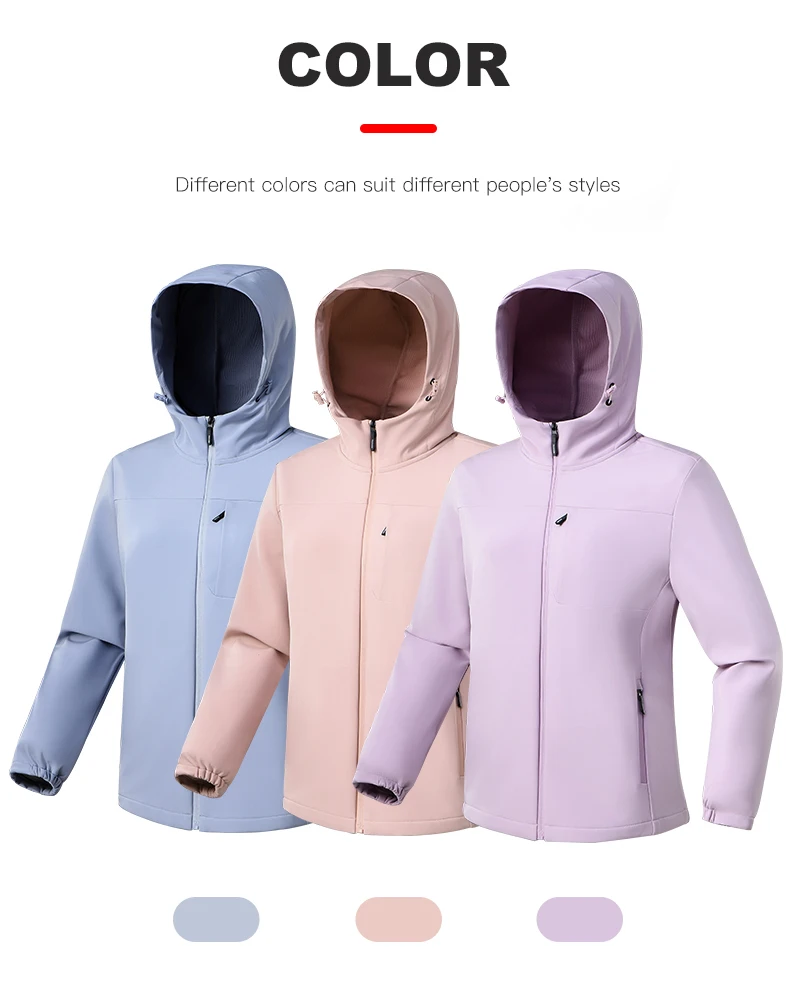JNLN Waterproof Fleece Jacket Women Windproof Thermal Soft Shell Coat Outdoor Hiking Camping Climbing Trekking Windbreaker