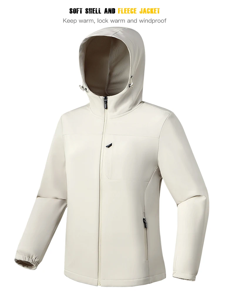 JNLN Waterproof Fleece Jacket Women Windproof Thermal Soft Shell Coat Outdoor Hiking Camping Climbing Trekking Windbreaker
