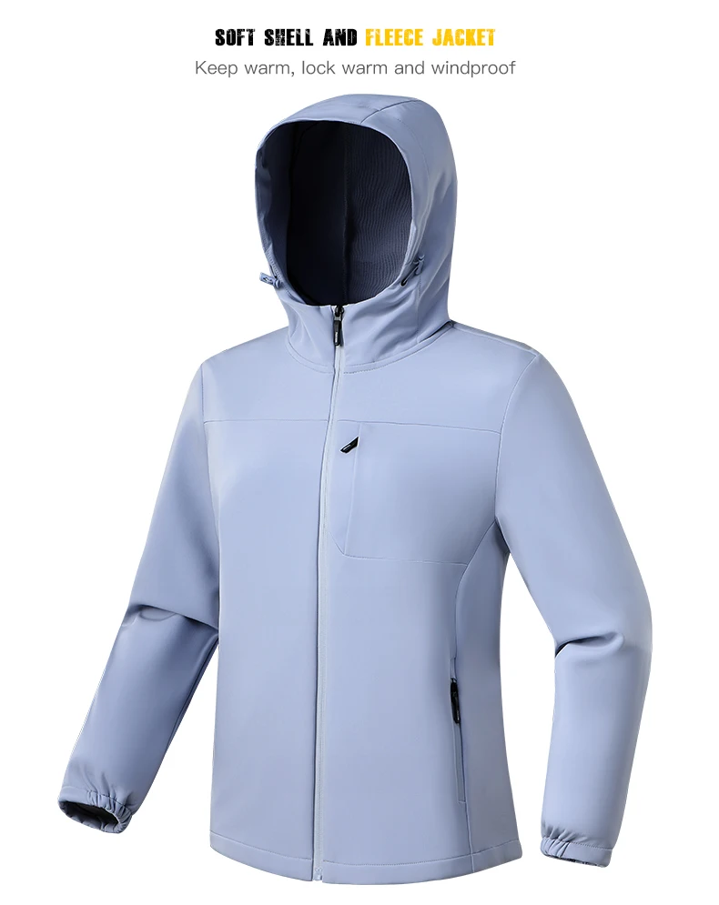 JNLN Waterproof Fleece Jacket Women Windproof Thermal Soft Shell Coat Outdoor Hiking Camping Climbing Trekking Windbreaker