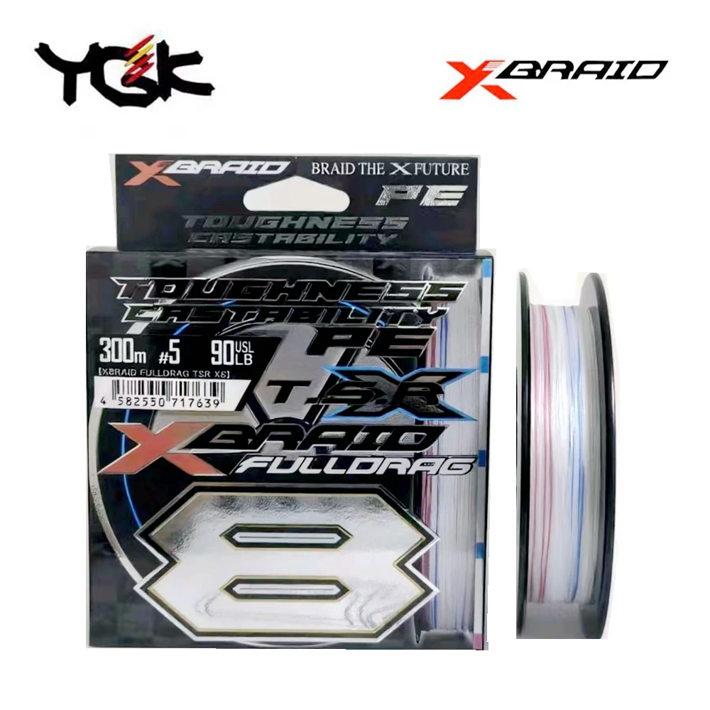 Original YGK X-BRAID FULLDRAG TSR X8 Fishing Line 100m/300m Japan PE Fishing Line 60LB/70LB/90LB/100LB/120LB/140LB/160LB/180LB