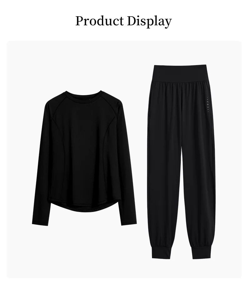 DRUR Women Loose Fit Running Set 2 Piece Sportswear Outfit Long Sleeve Gym Top Sweatpants Suit Autumn Winter New Athletic Wear