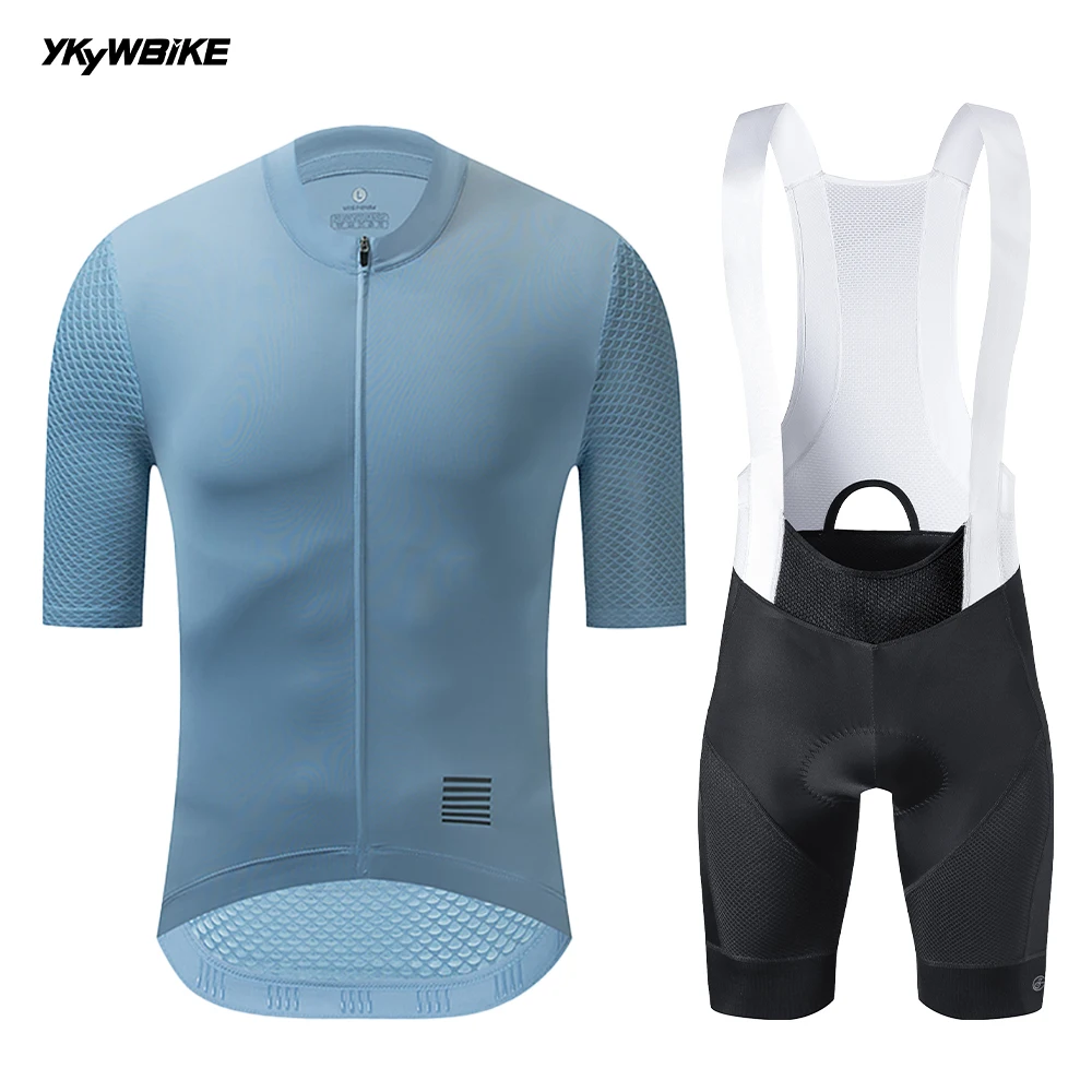 YKYWBIKE Summer Men's Cycling Set Cycling Jersey Bib Shorts Kits Road Bike Clothes Bicycle Clothing Riding Maillot