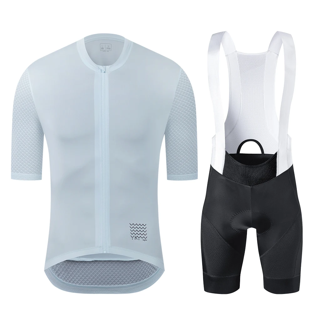 YKYWBIKE Summer Men's Cycling Set Cycling Jersey Bib Shorts Kits Road Bike Clothes Bicycle Clothing Riding Maillot