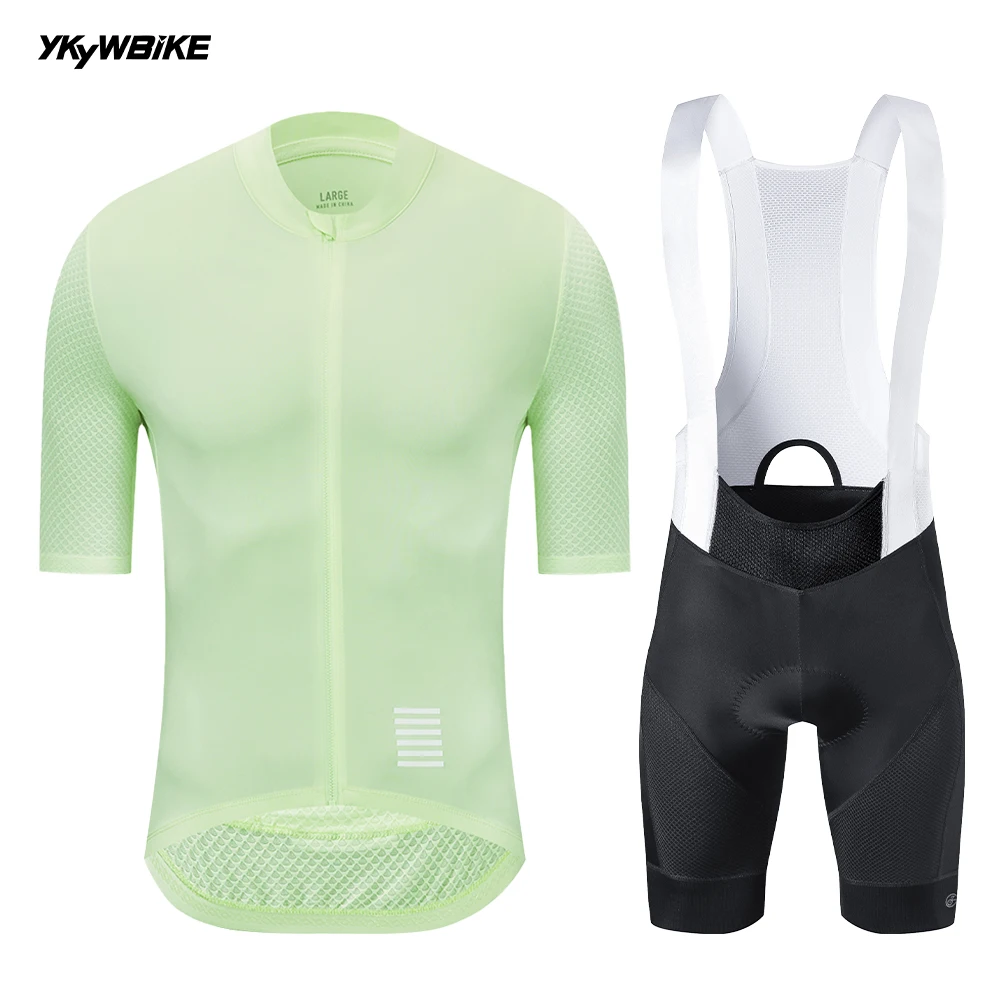 YKYWBIKE Summer Men's Cycling Set Cycling Jersey Bib Shorts Kits Road Bike Clothes Bicycle Clothing Riding Maillot