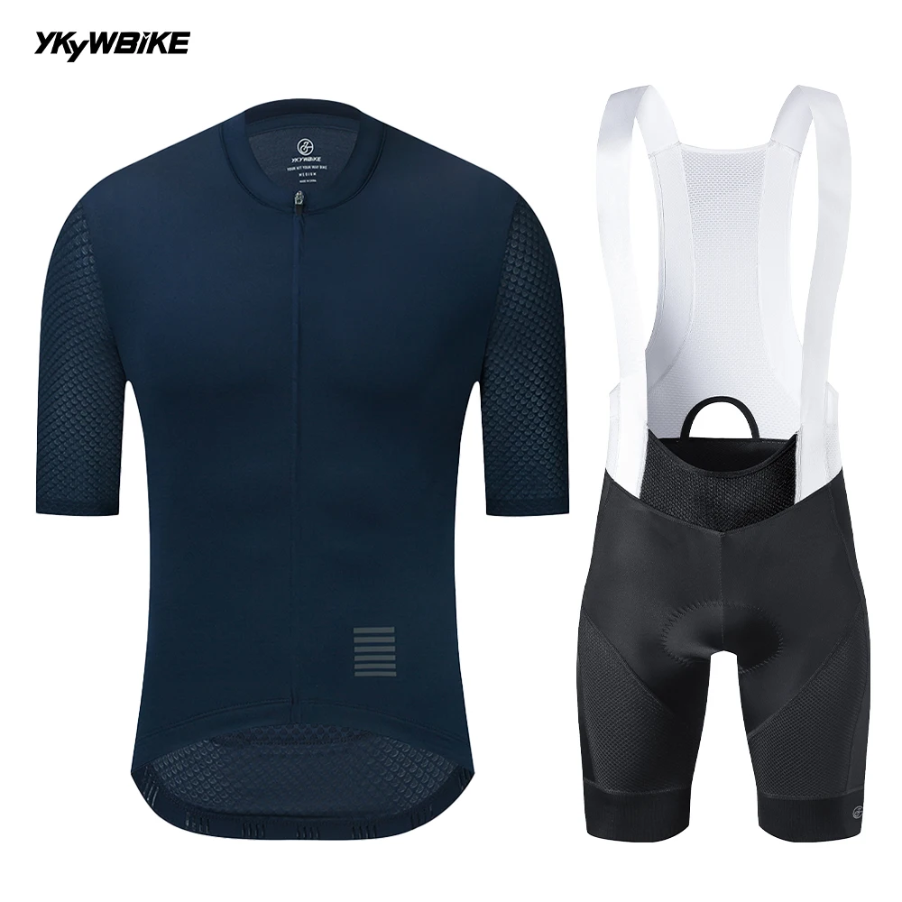 YKYWBIKE Summer Men's Cycling Set Cycling Jersey Bib Shorts Kits Road Bike Clothes Bicycle Clothing Riding Maillot
