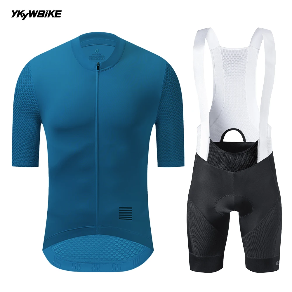 YKYWBIKE Summer Men's Cycling Set Cycling Jersey Bib Shorts Kits Road Bike Clothes Bicycle Clothing Riding Maillot
