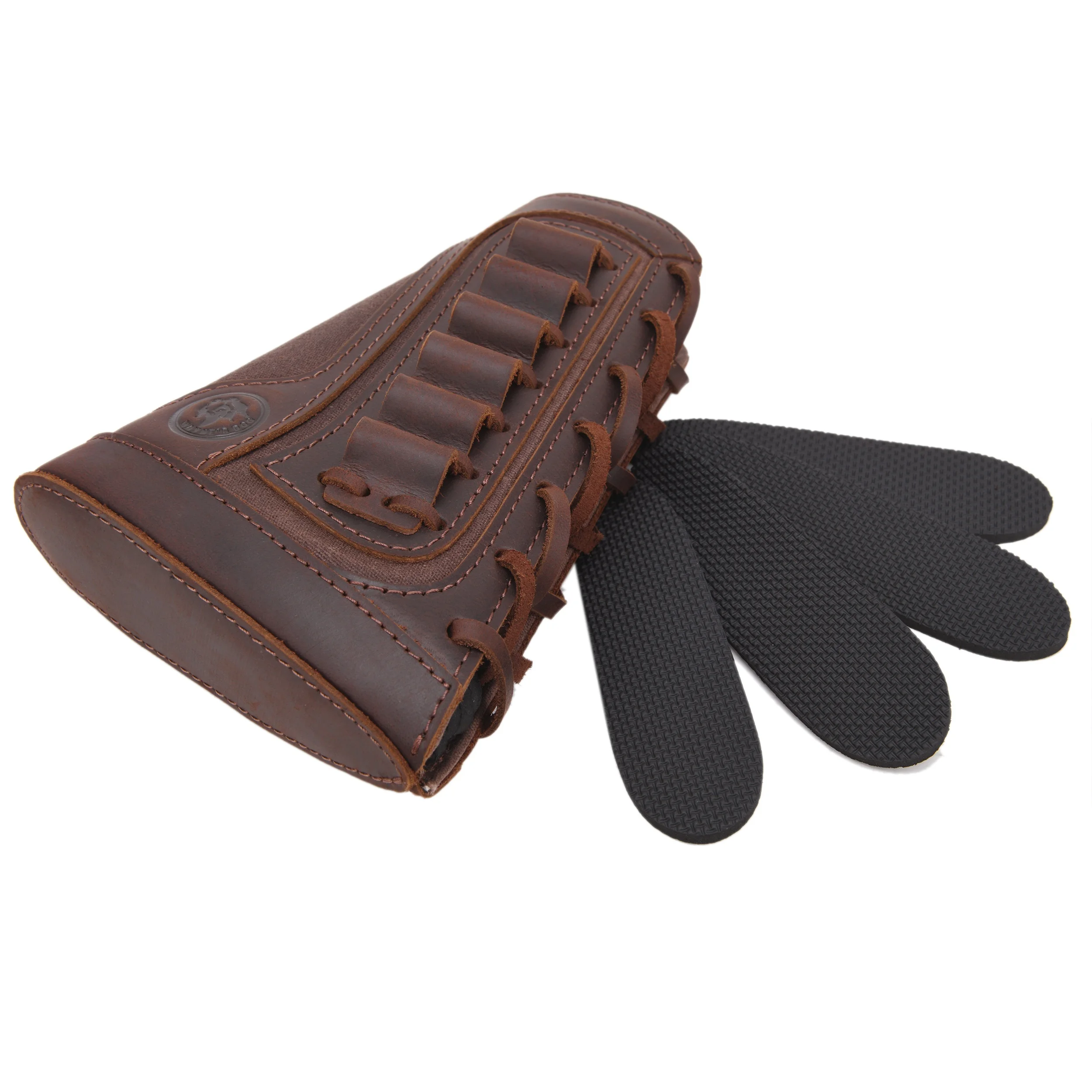 Right Hand Leather Buttstock Canvas Ammo Cartridge Holder Cheek Rest Pad Gun Stock Cover For .308 .45-70 .30-06 .30-30 .22LR