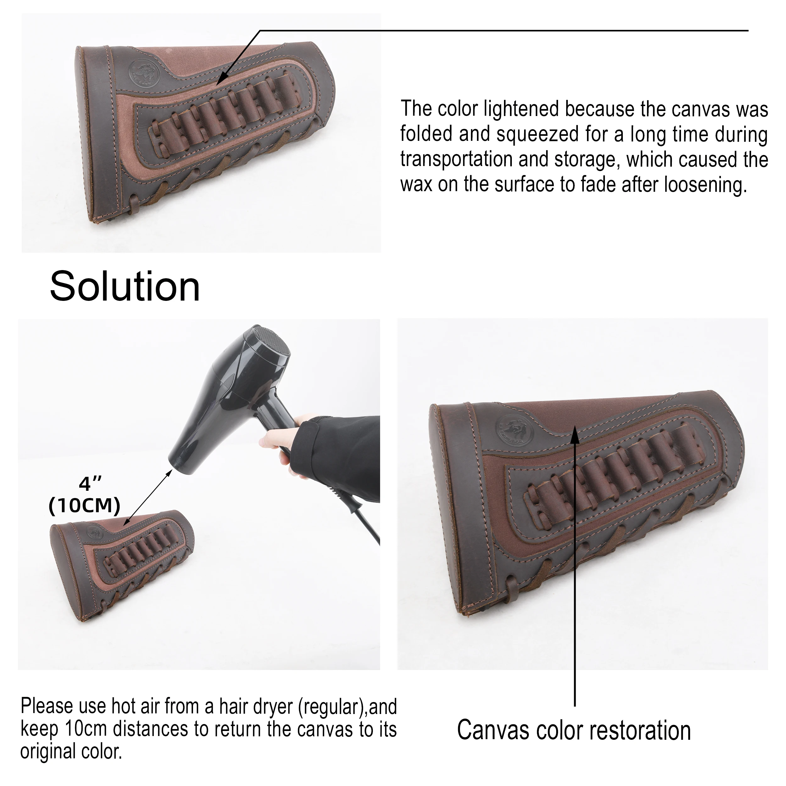 Right Hand Leather Buttstock Canvas Ammo Cartridge Holder Cheek Rest Pad Gun Stock Cover For .308 .45-70 .30-06 .30-30 .22LR
