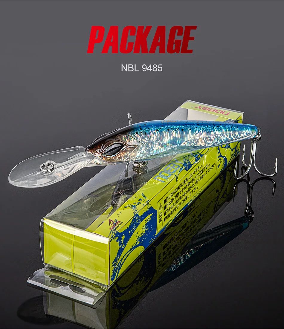 Noeby 180mm,90g Trolling Minnow Fishing Lure, Floating Wobbler, Big Game, Artificial Hard Bait for Sea GT Tuna Fishing Lure