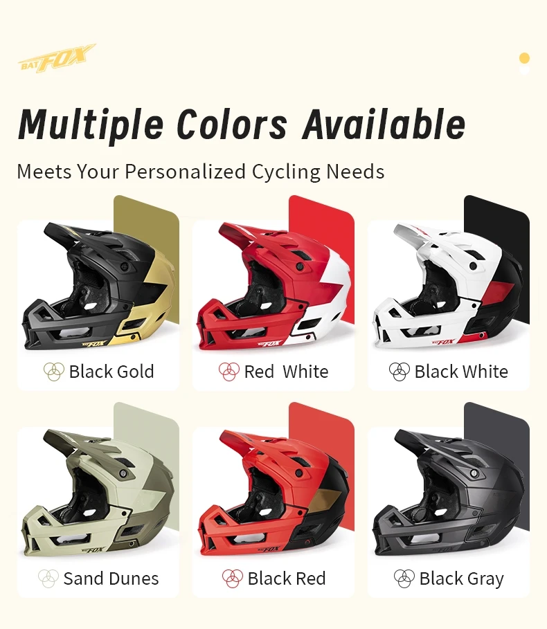 BATFOX Full Face Bike Helmet Men Women Downhill Off-road Cycling Motorcycle Outdoor Sports Protection Safety MTB Bicycle Helmets