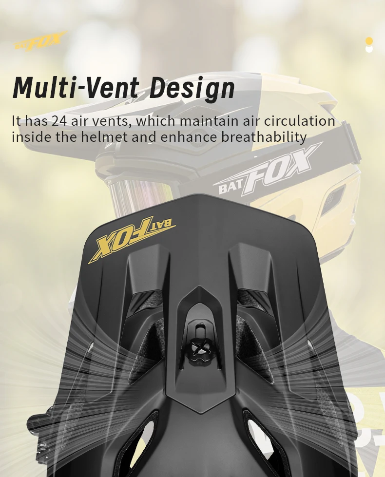 BATFOX Full Face Bike Helmet Men Women Downhill Off-road Cycling Motorcycle Outdoor Sports Protection Safety MTB Bicycle Helmets