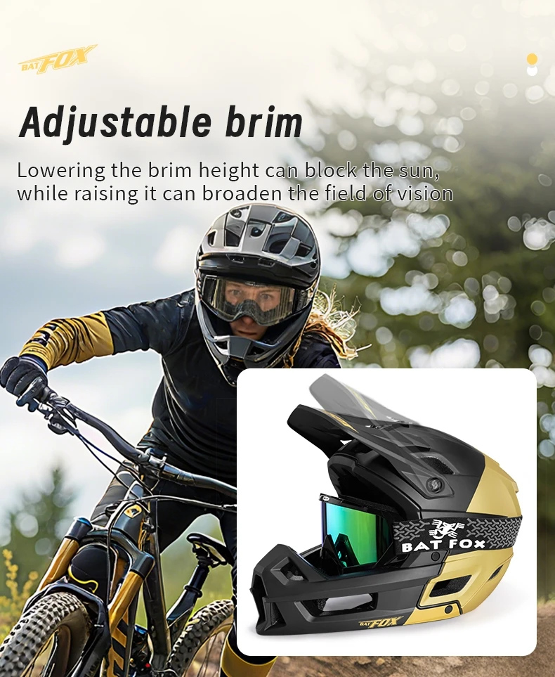 BATFOX Full Face Bike Helmet Men Women Downhill Off-road Cycling Motorcycle Outdoor Sports Protection Safety MTB Bicycle Helmets