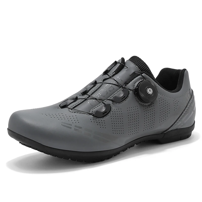 Flat Pedal Cycling Shoes MTB Men Mountain Bicycle Shoe Cleat Shoes Cycling Sneaker Lock-Free Bike Speed Footwear Breathable Gray