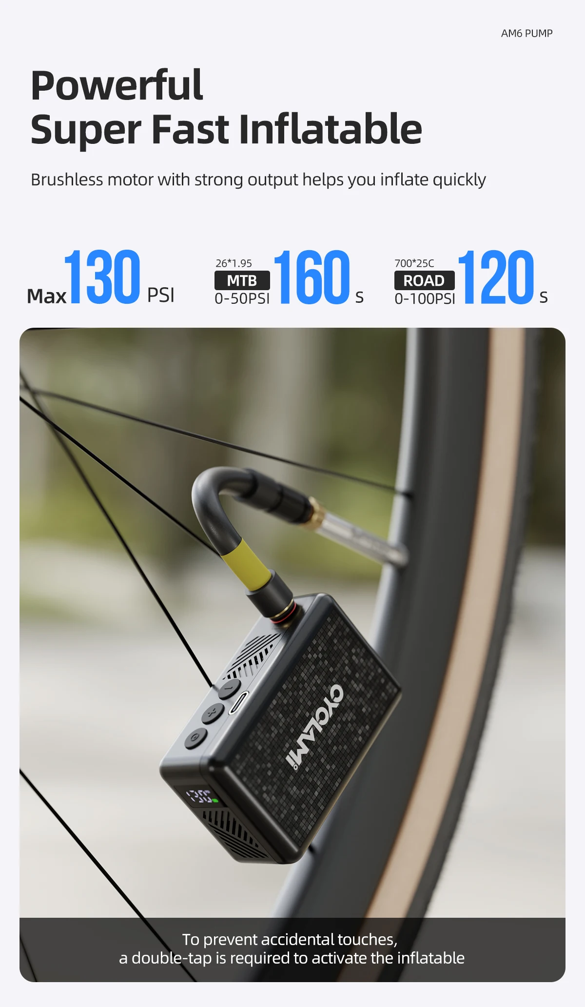 130 PSI CYCLAMI AM6 Portable Pocket Electric Inflator Pump Custom Tire Pressure Display 9 Bar Tire Inflator MTB Road Bike FV AV