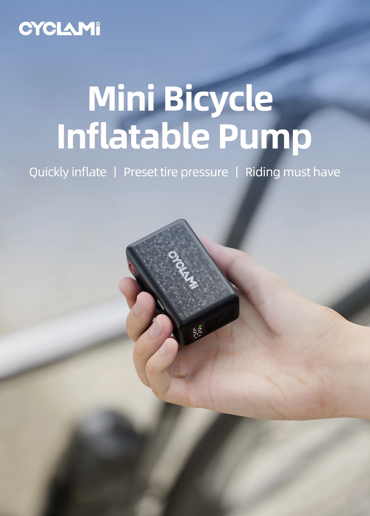 130 PSI CYCLAMI AM6 Portable Pocket Electric Inflator Pump Custom Tire Pressure Display 9 Bar Tire Inflator MTB Road Bike FV AV