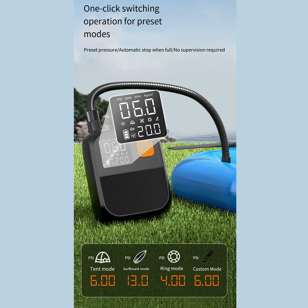 Efficient Digital Inflation Pump Outdoor Air Pump Wireless Rechargeable Pump High Air Volume Output Large Battery Capacity