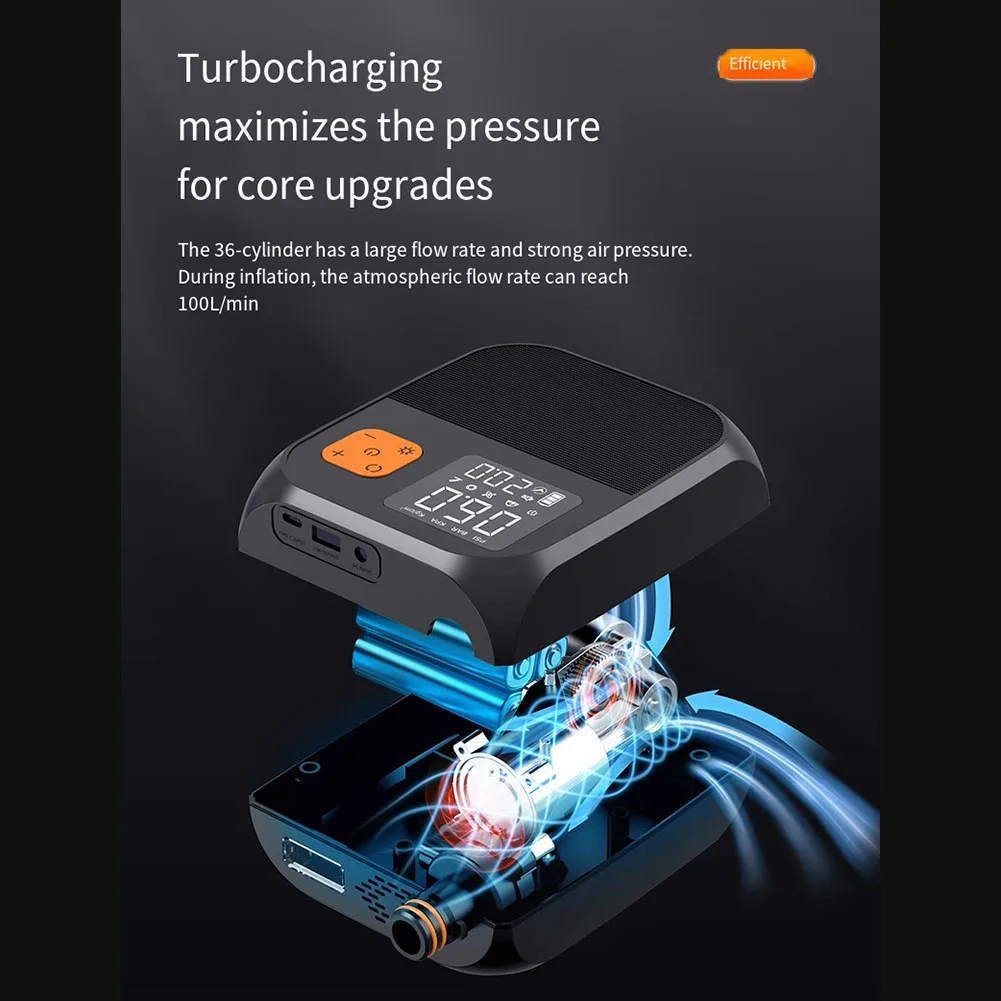 Efficient Digital Inflation Pump Outdoor Air Pump Wireless Rechargeable Pump High Air Volume Output Large Battery Capacity