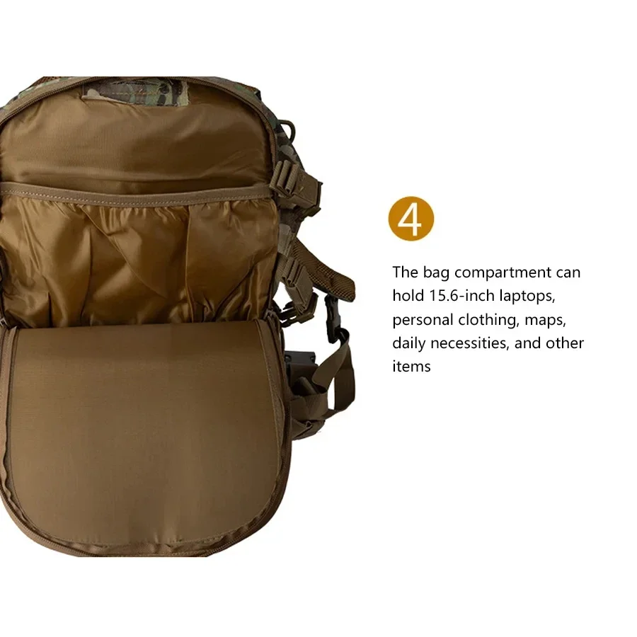 Tactical Hunting Backpack for Mountaineering, Hiking and Outdoor Activities, Camouflage Style. Hunt Bag Accessories