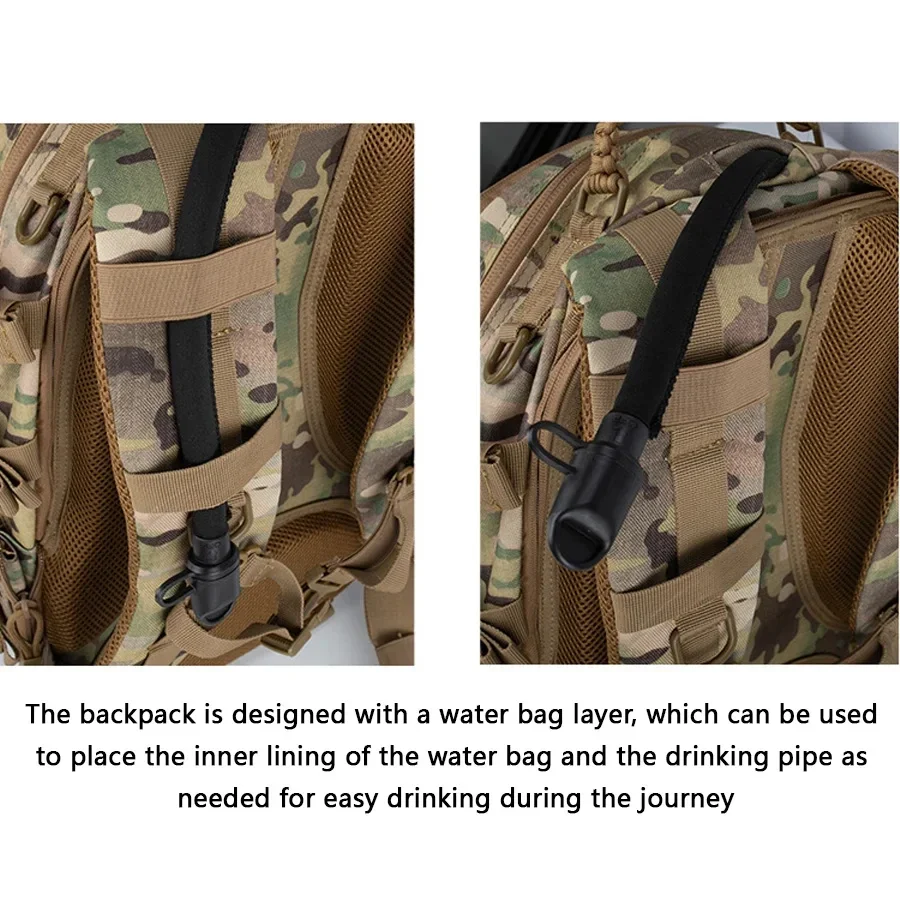 Tactical Hunting Backpack for Mountaineering, Hiking and Outdoor Activities, Camouflage Style. Hunt Bag Accessories