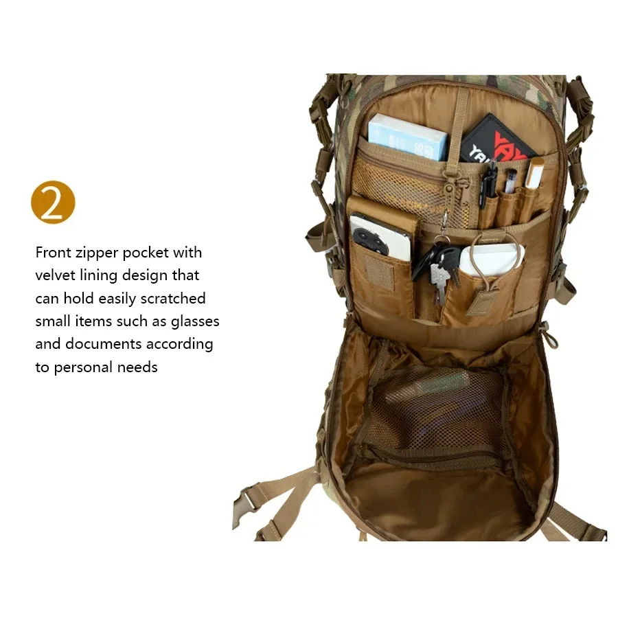 Tactical Hunting Backpack for Mountaineering, Hiking and Outdoor Activities, Camouflage Style. Hunt Bag Accessories
