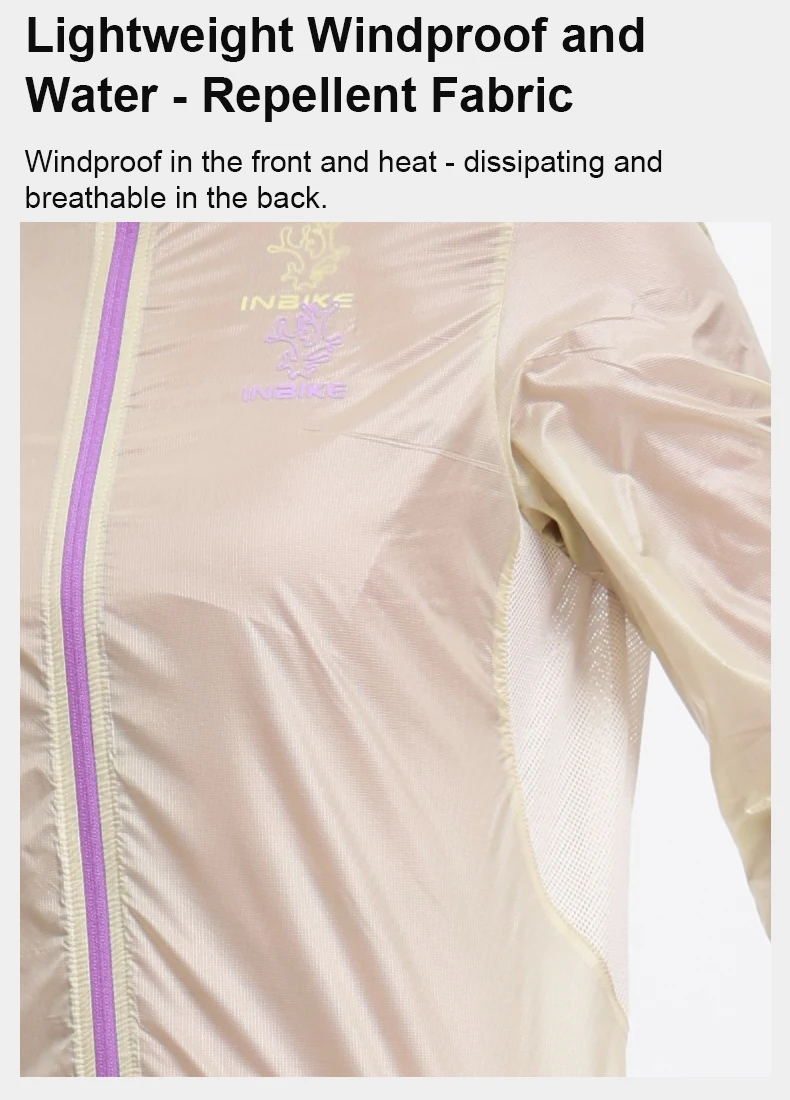 INBIKE Ultra-Light Portable Cycling Windbreaker for Women Windproof Water-Resistant Jacket for Road Biking Clothing with Pockets