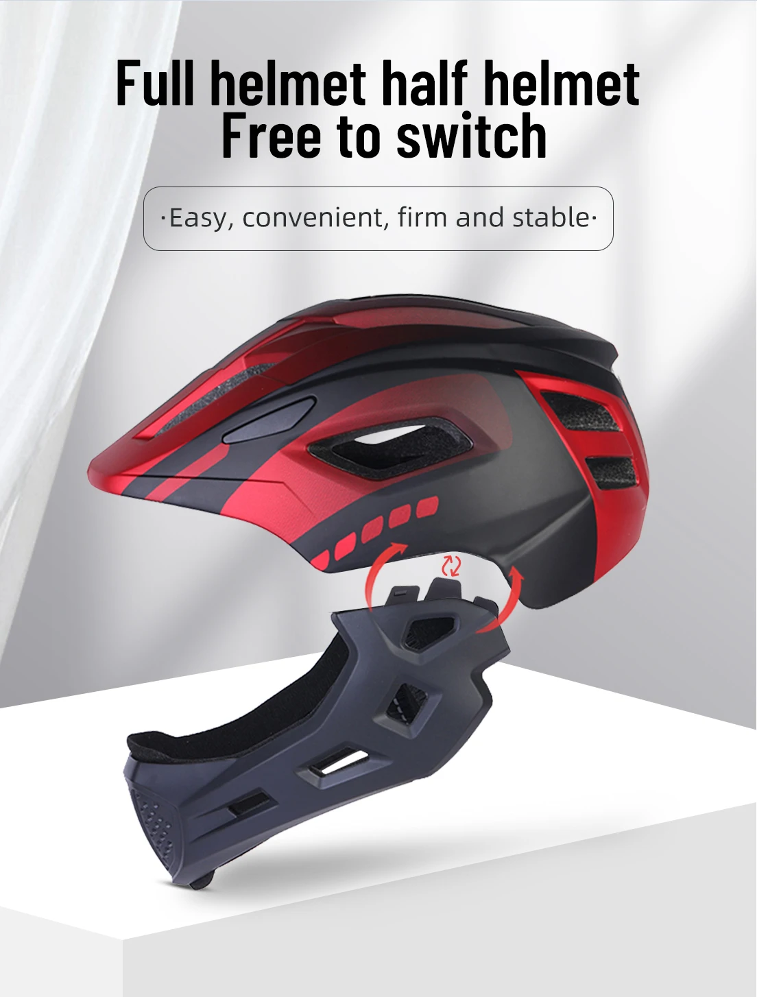 Horntour Children's Bike Helmet Full Face Removable Ultra Light Breathable Children's Outdoor Skate Roller Skate Cycling Helmet