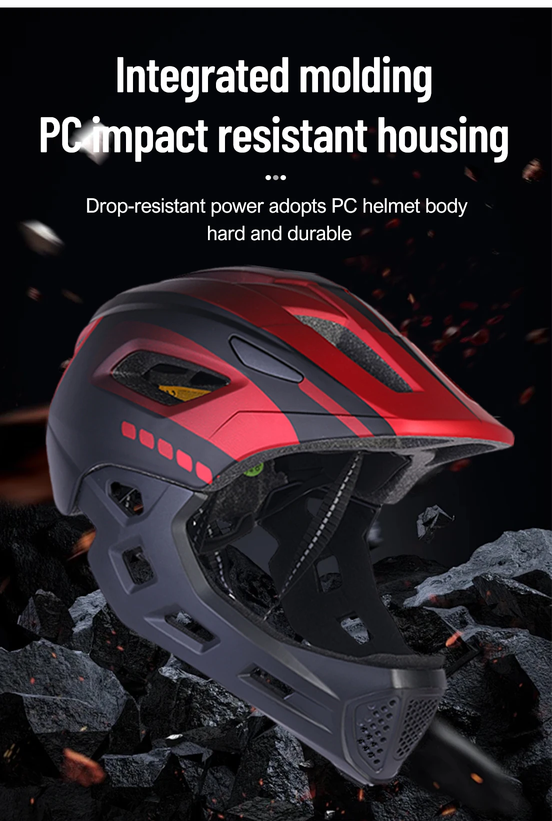 Horntour Children's Bike Helmet Full Face Removable Ultra Light Breathable Children's Outdoor Skate Roller Skate Cycling Helmet