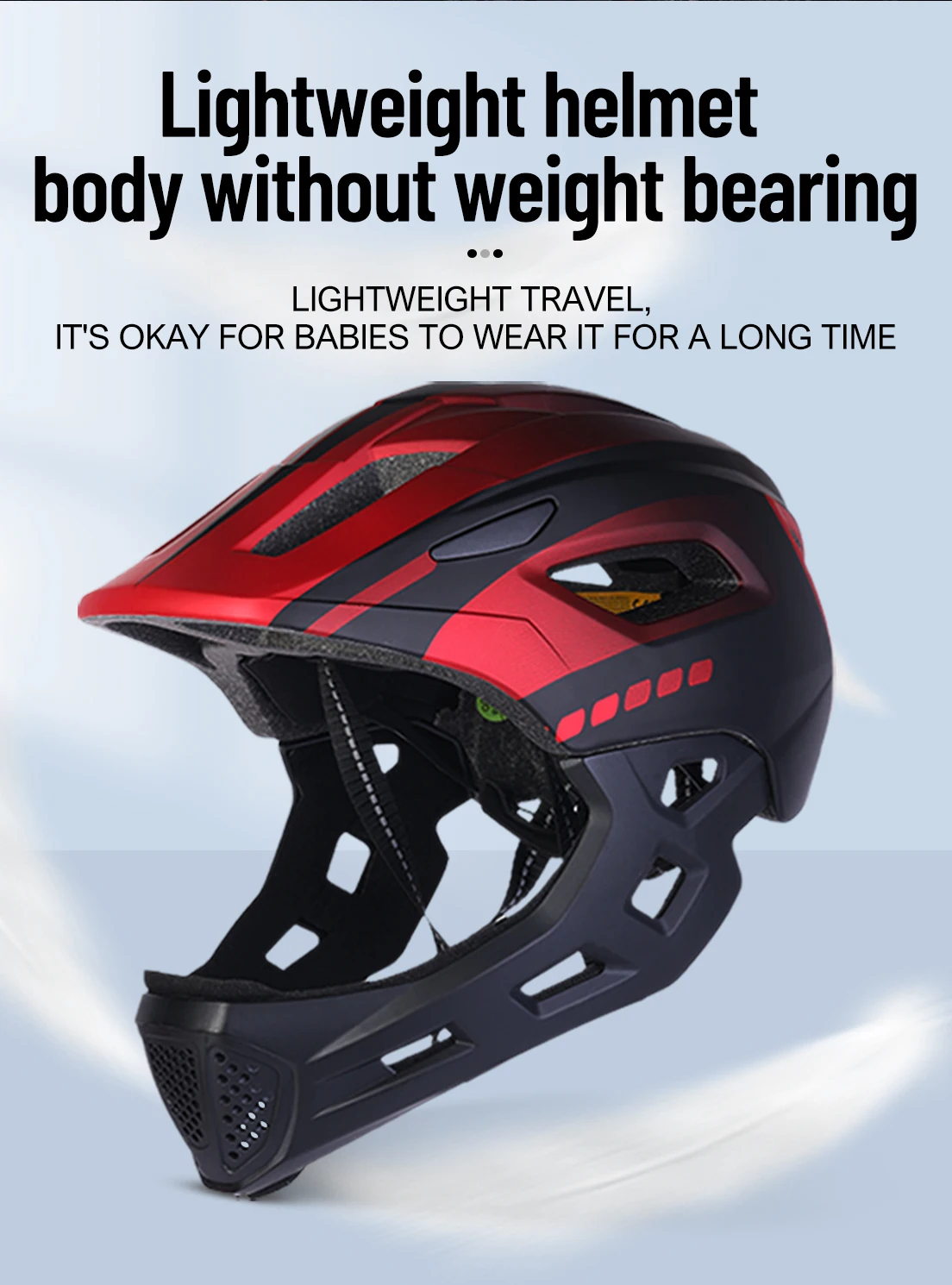 Horntour Children's Bike Helmet Full Face Removable Ultra Light Breathable Children's Outdoor Skate Roller Skate Cycling Helmet