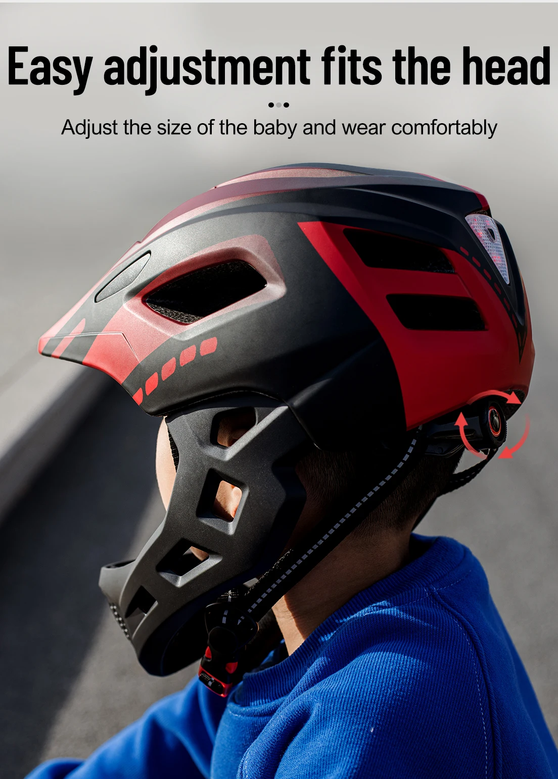 Horntour Children's Bike Helmet Full Face Removable Ultra Light Breathable Children's Outdoor Skate Roller Skate Cycling Helmet