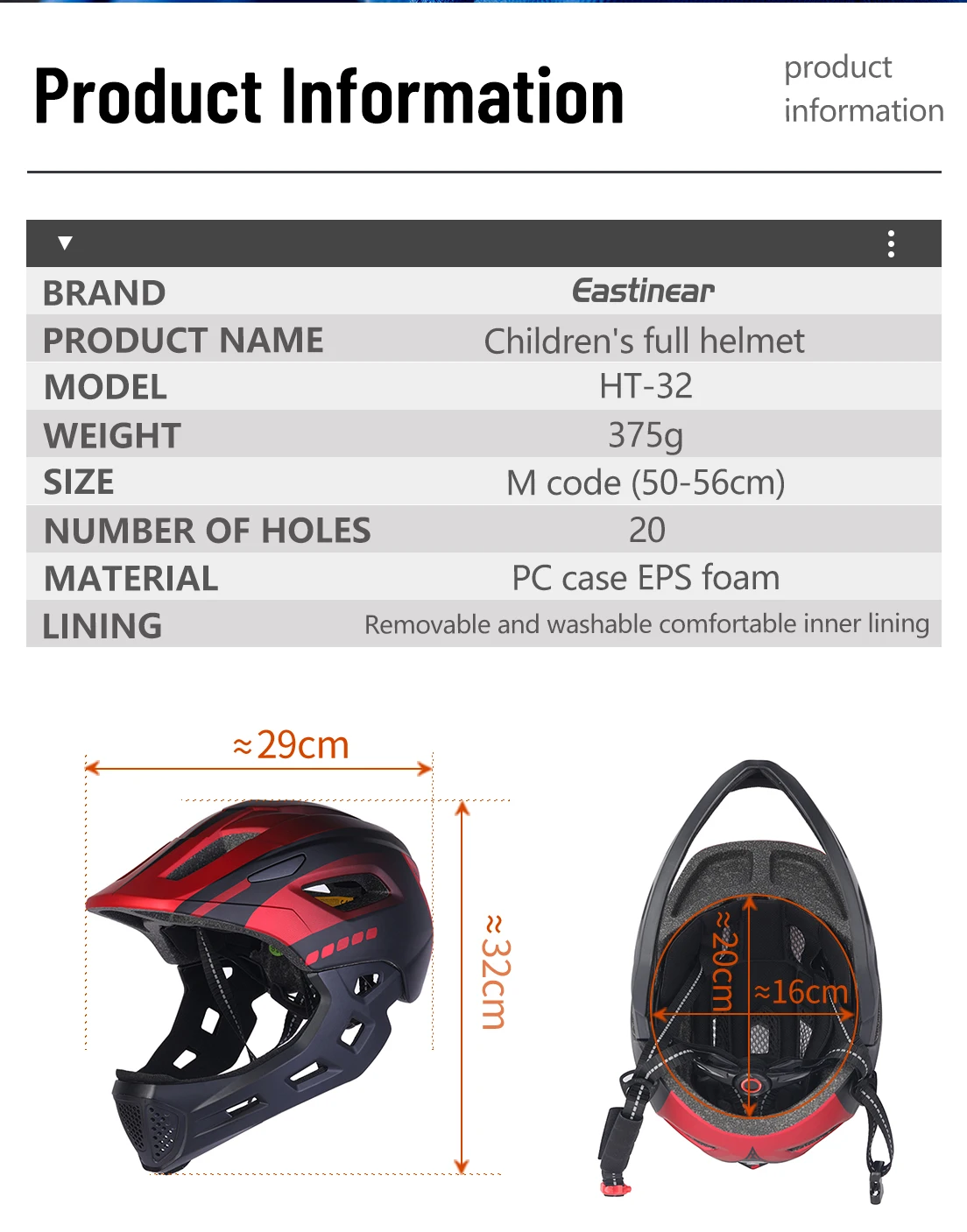 Horntour Children's Bike Helmet Full Face Removable Ultra Light Breathable Children's Outdoor Skate Roller Skate Cycling Helmet