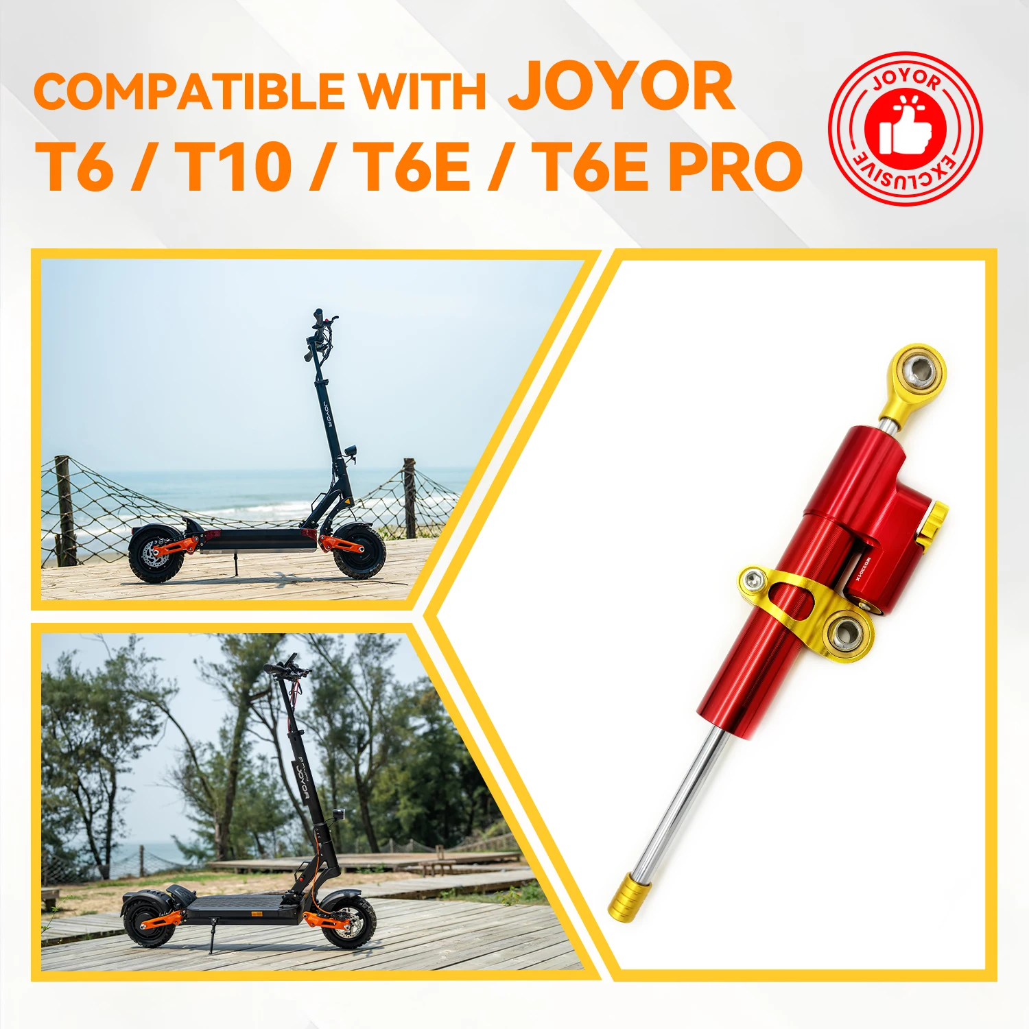JOYOR Electric Scooter Steering Damper for JOYOR T6 T6-E T6-E-PRO T10 Refuse Death Wobble Handlebar Swing