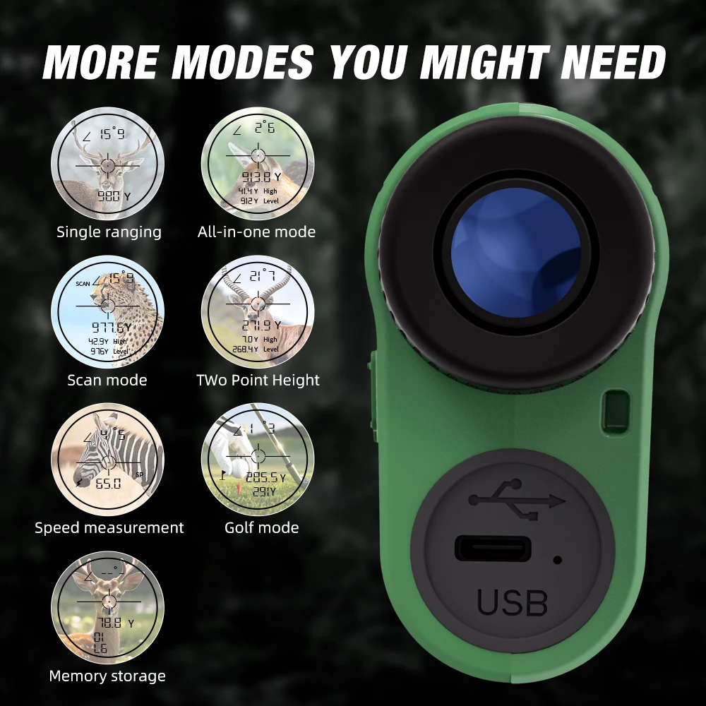 REVASRI Hunting Rangefinder -1000M Range Finder for Hunting and Golfing with Speed, Slope, Scan and Normal Measurements
