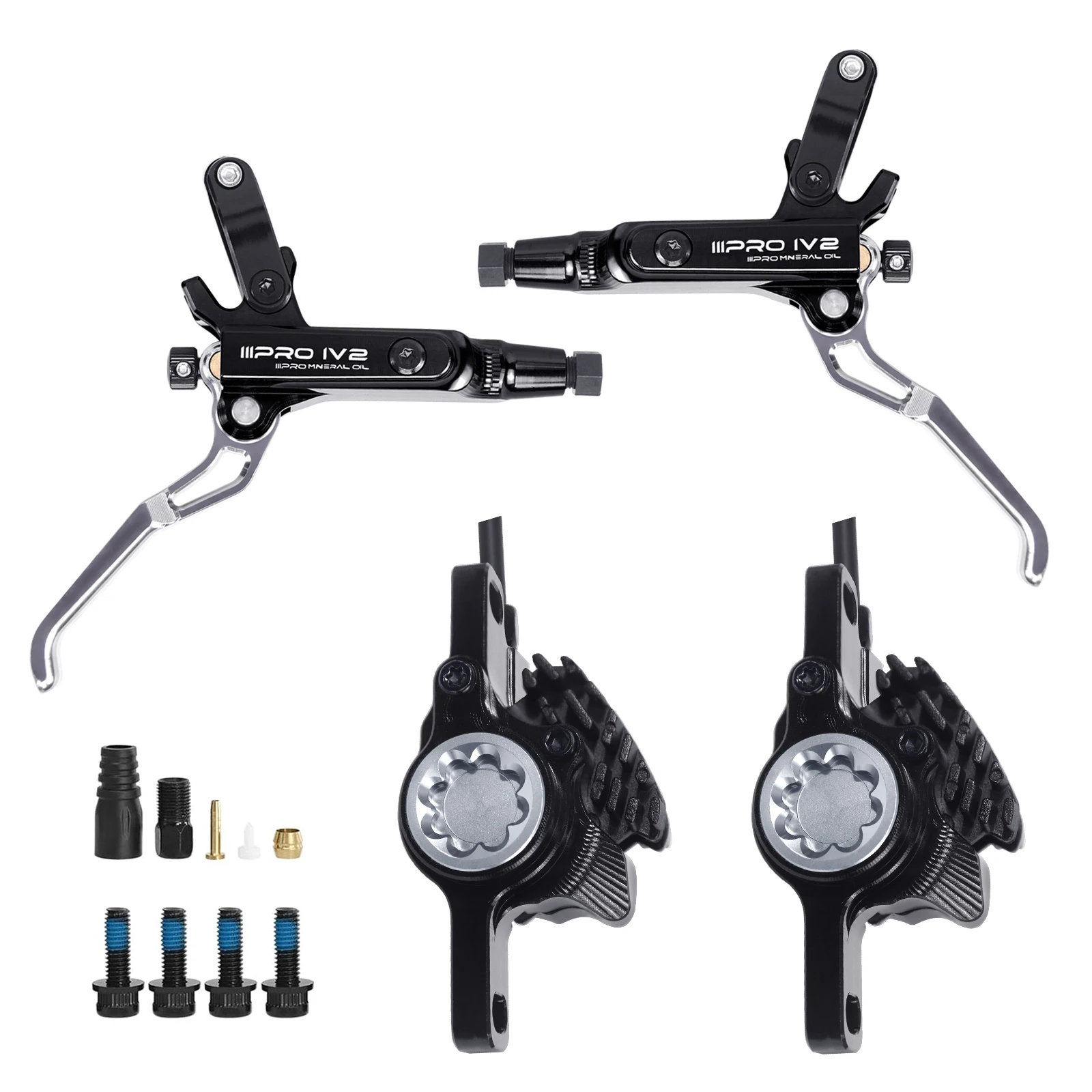 IIIPRO Ultralight Mountain Bike 4 Piston Hydraulic Disc Brake Set 850mm/1550mm CNC Oil Pressure High-quality Brake Handle