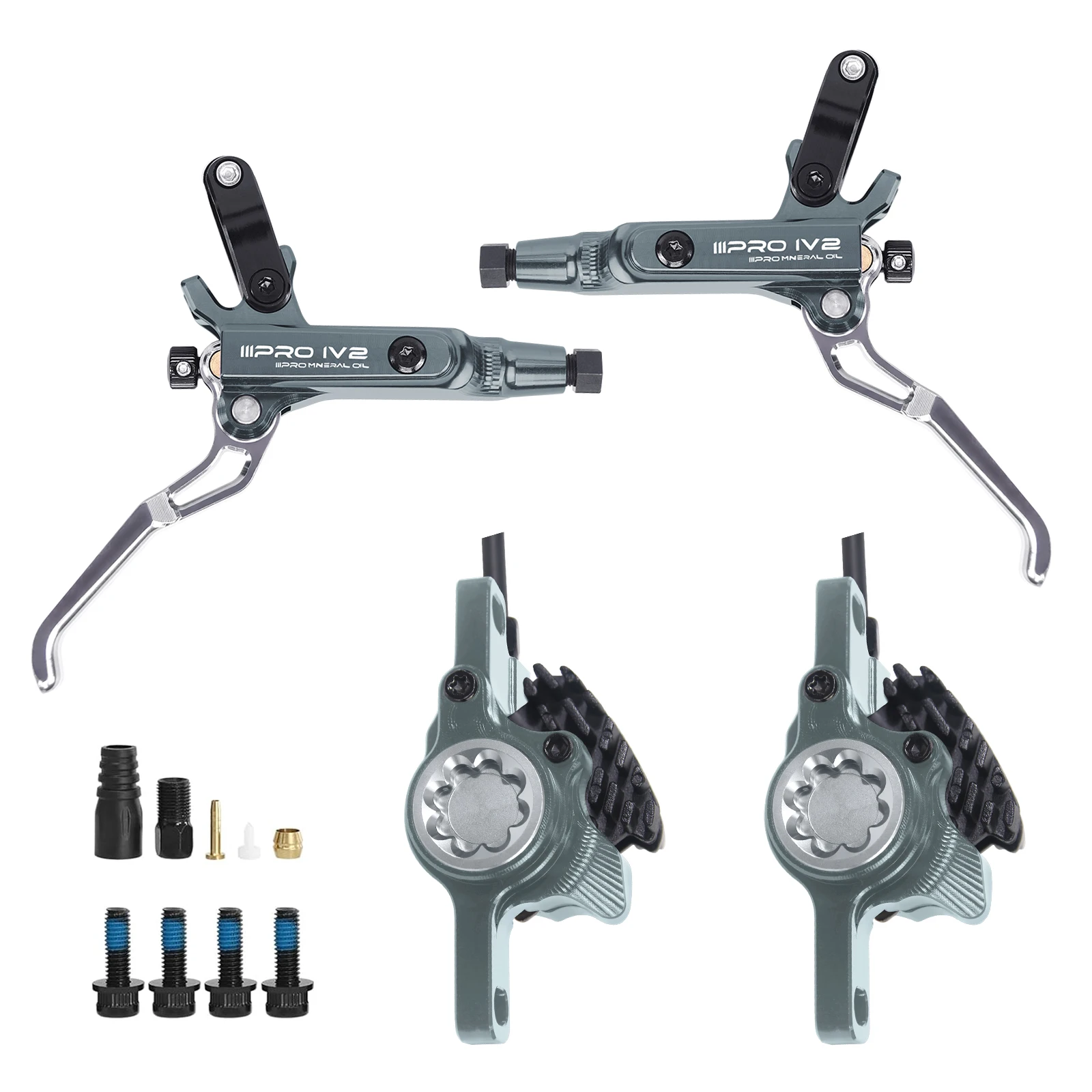 IIIPRO Ultralight Mountain Bike 4 Piston Hydraulic Disc Brake Set 850mm/1550mm CNC Oil Pressure High-quality Brake Handle