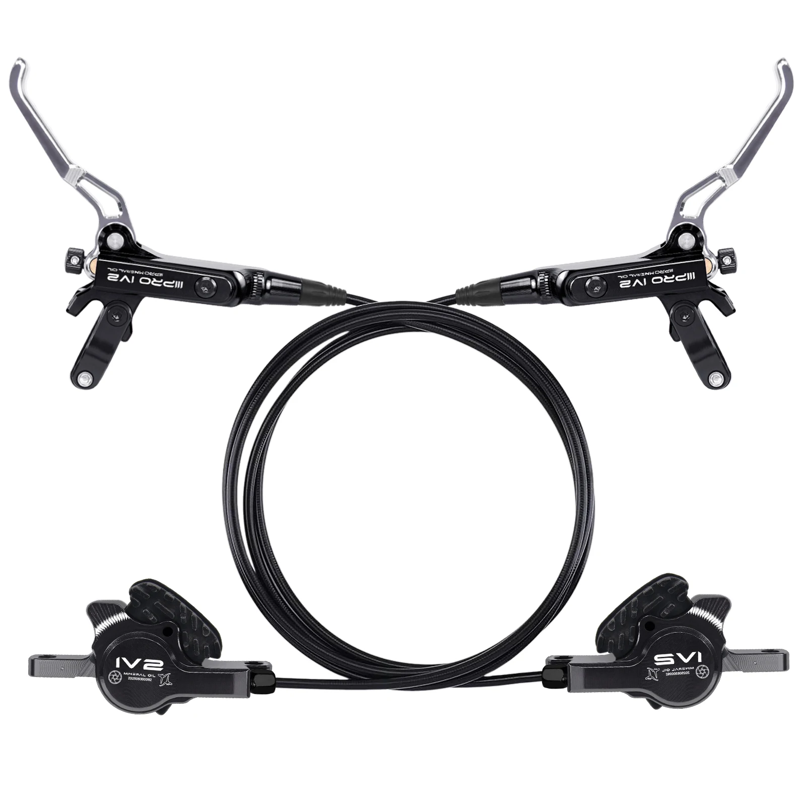 IIIPRO Ultralight Mountain Bike 4 Piston Hydraulic Disc Brake Set 850mm/1550mm CNC Oil Pressure High-quality Brake Handle