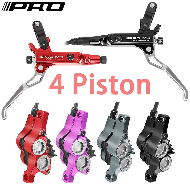 IIIPRO Ultralight Mountain Bike 4 Piston Hydraulic Disc Brake Set 850mm/1550mm CNC Oil Pressure High-quality Brake Handle