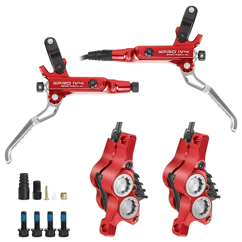 IIIPRO Ultralight Mountain Bike 4 Piston Hydraulic Disc Brake Set 850mm/1550mm CNC Oil Pressure High-quality Brake Handle