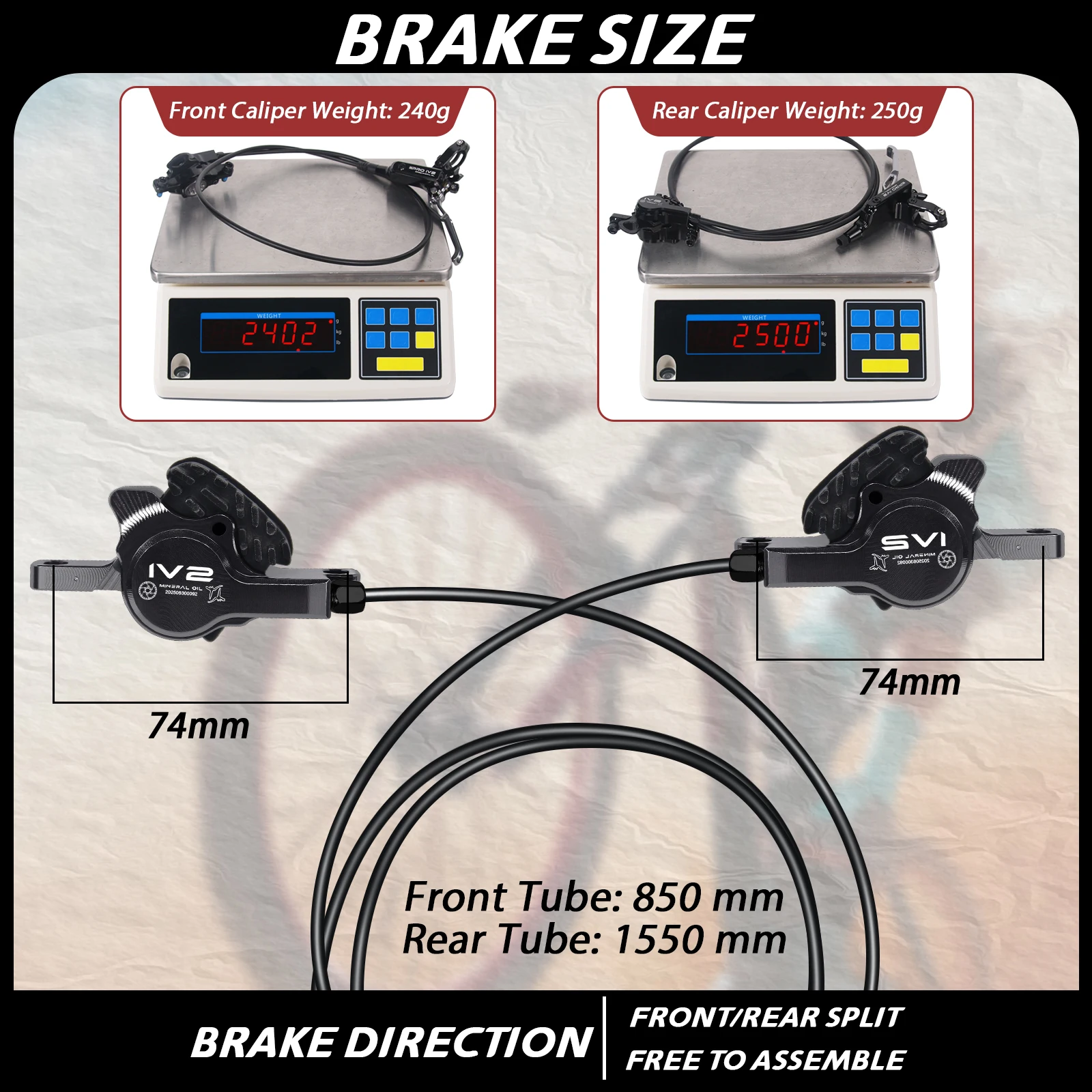 IIIPRO Ultralight Mountain Bike 4 Piston Hydraulic Disc Brake Set 850mm/1550mm CNC Oil Pressure High-quality Brake Handle
