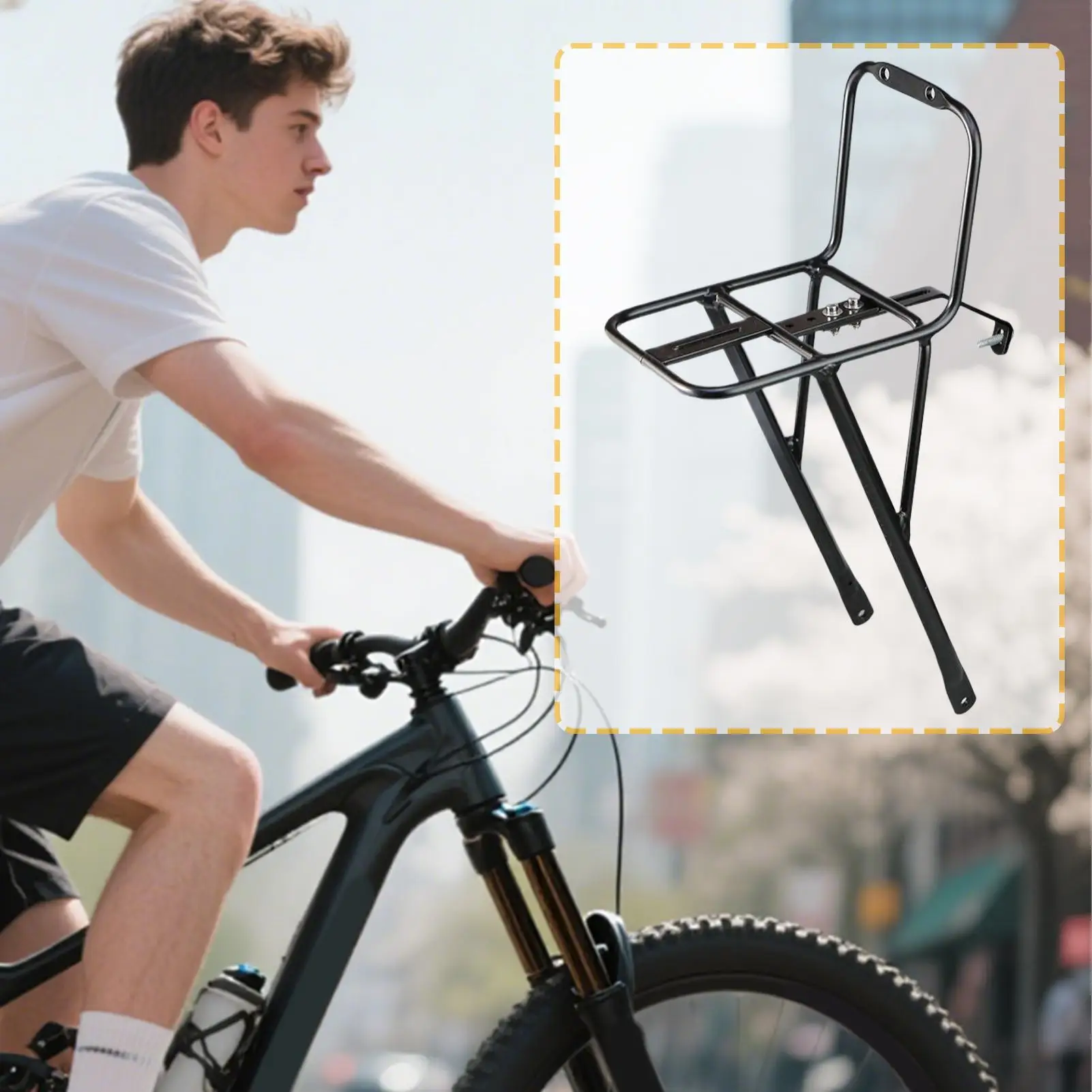 Bike Front Rack Mountain Bike Rack Basket Holder For Travel Transport Dirt Cycling Long-Distance Travel Bag Cruiser Daily