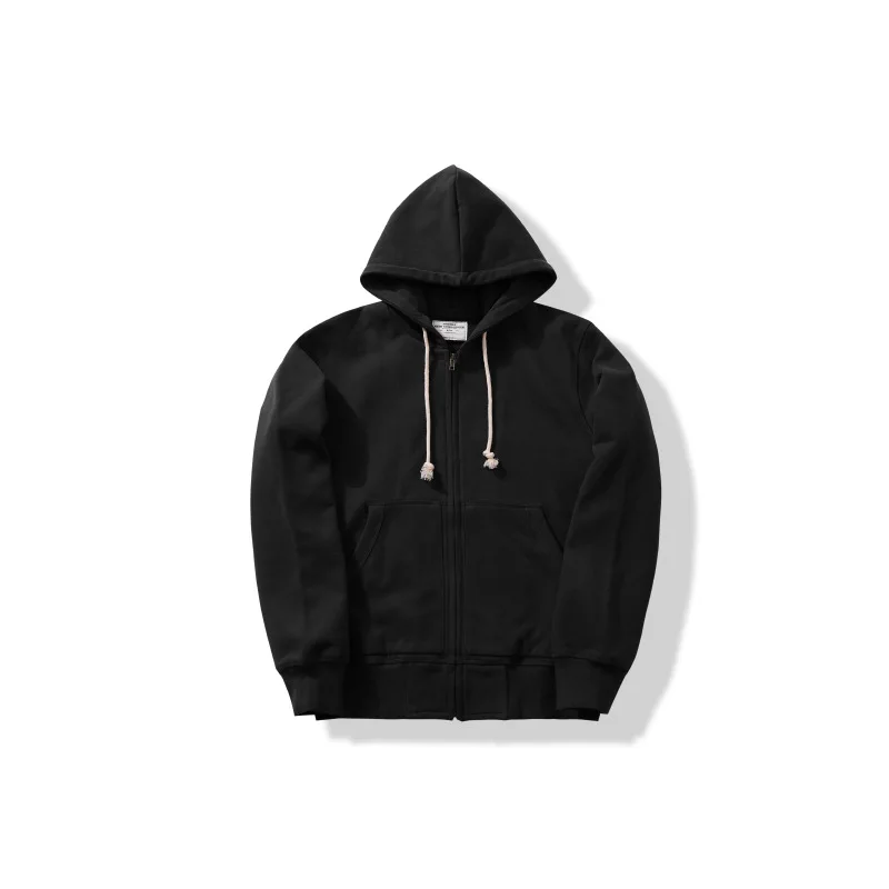OKONKWO Heavyweight 500g Looped Bottom Solid Color Men's Women's Hooded Sweatshirt Zipper Hoodie Outdoor Travel Sports Cardigan