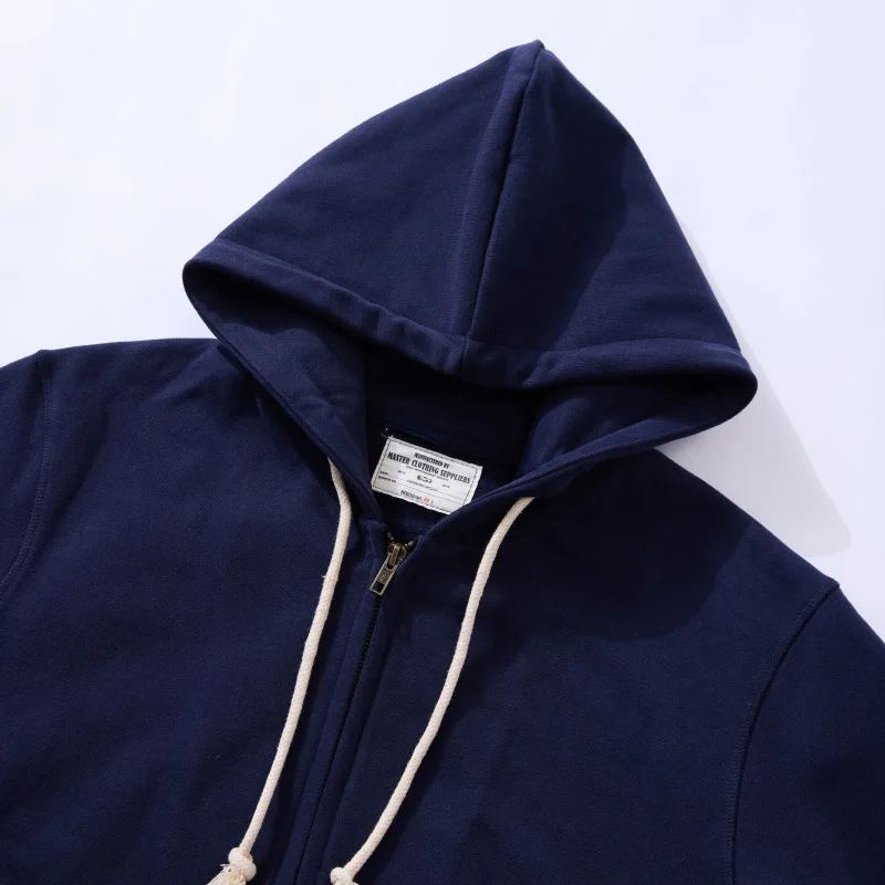 OKONKWO Heavyweight 500g Looped Bottom Solid Color Men's Women's Hooded Sweatshirt Zipper Hoodie Outdoor Travel Sports Cardigan