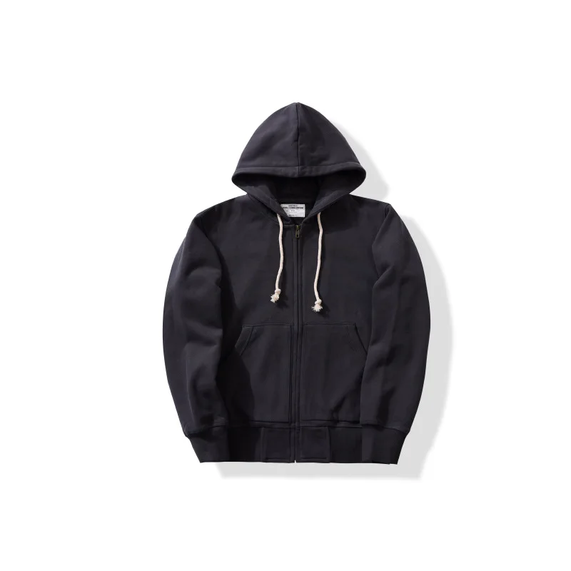 OKONKWO Heavyweight 500g Looped Bottom Solid Color Men's Women's Hooded Sweatshirt Zipper Hoodie Outdoor Travel Sports Cardigan