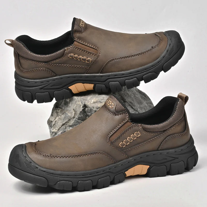 Autumn Spring Men Outdoor Leather Hiking Shoes Trekking Sneakers Camping Hike Tracking Treking Mountain Climbing